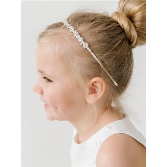 SWEETV Flower Girl Headpiece Silver Girls Headband for Wedding Crystal Floral - Picture 3 of 7